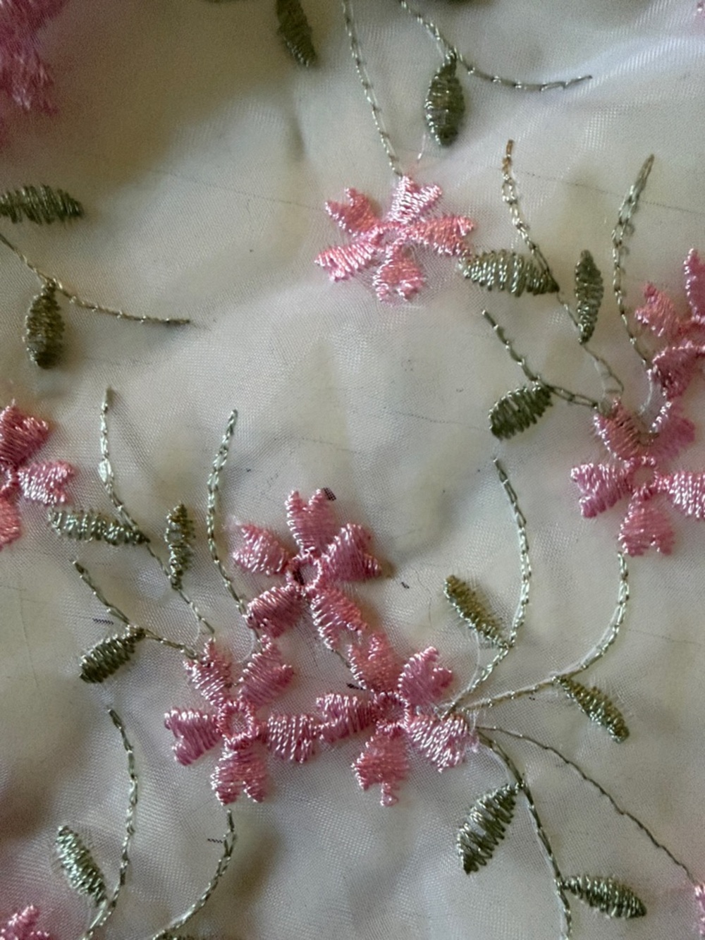Sheer Embroidered Floral Organza Fabric yardage - Picture 5 of 6